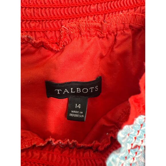 Talbots 2000s Red Cotton Sleeveless Palm Tree Print Sundress – Size 14 - Picture 7 of 9